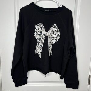 Zutter Black Sweatshirt with Lace Bow Women’s Medium